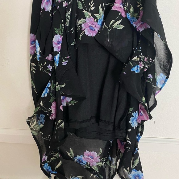 Black floral trendy asymmetrical dress NWT - Picture 6 of 8